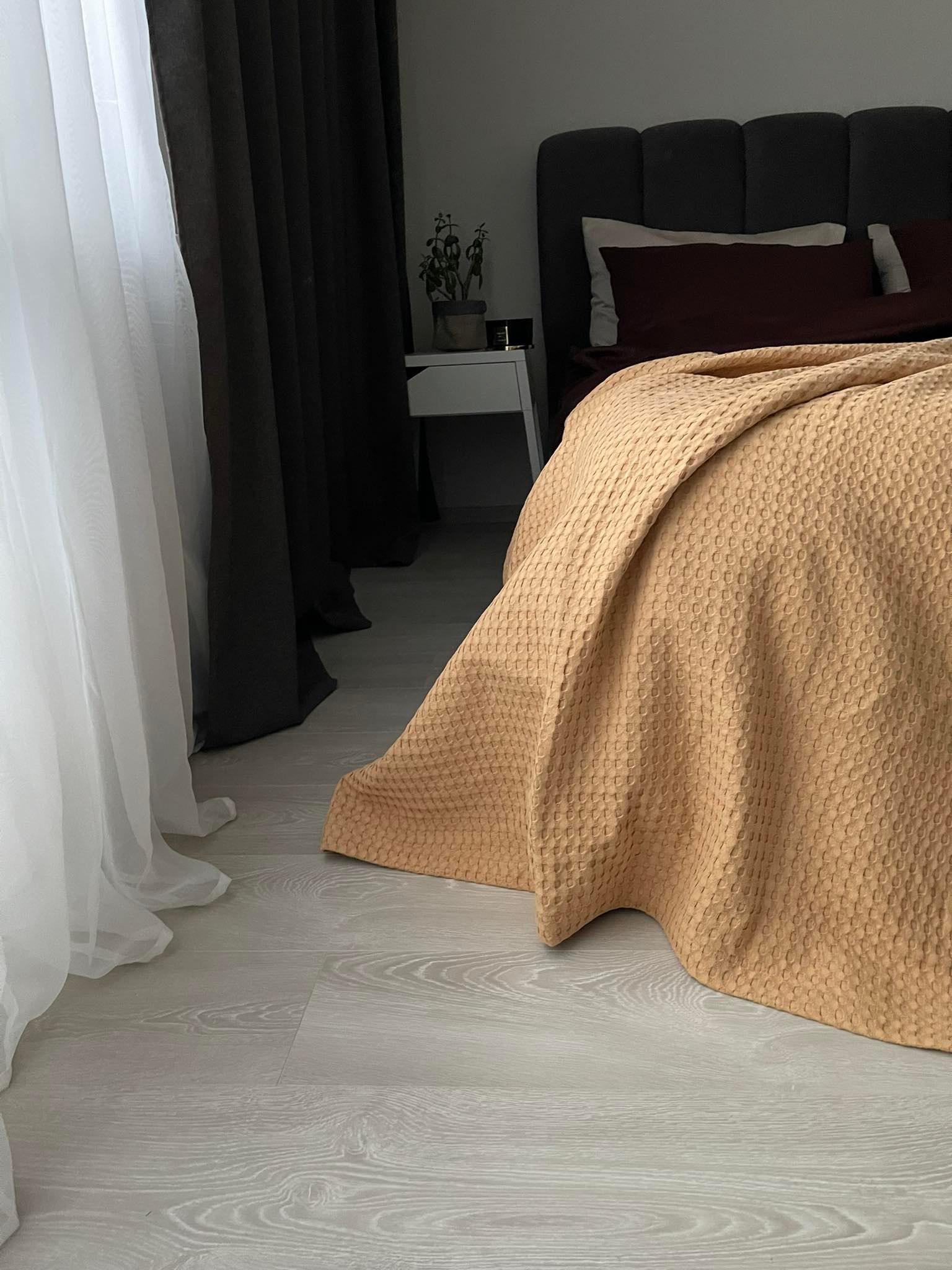 Плед бавовняний LILA Textil Home 220х235 см Бежевий (070205) - фото 5