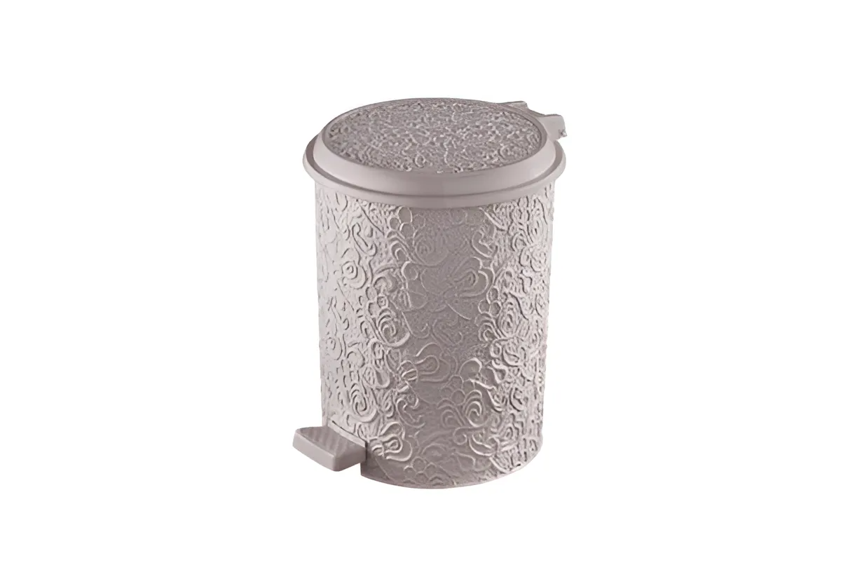 Ведро мусорное с педалью ажурное 17 л Пудровый (1-1-57002)