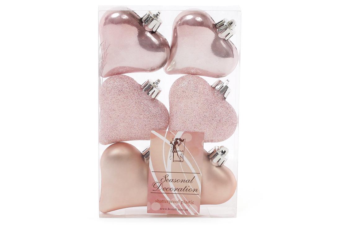 Набор новогодних подвесок BonaDi Сердце 6 шт. (147-211)