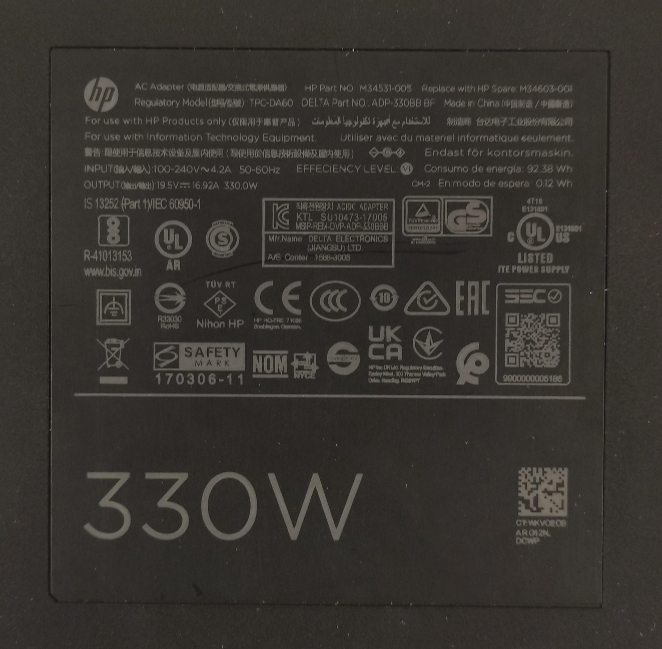 Блок питания для ноутбука HP 19,5V 16,92A 330W 4,5x3,0 мм (BP34) - фото 2