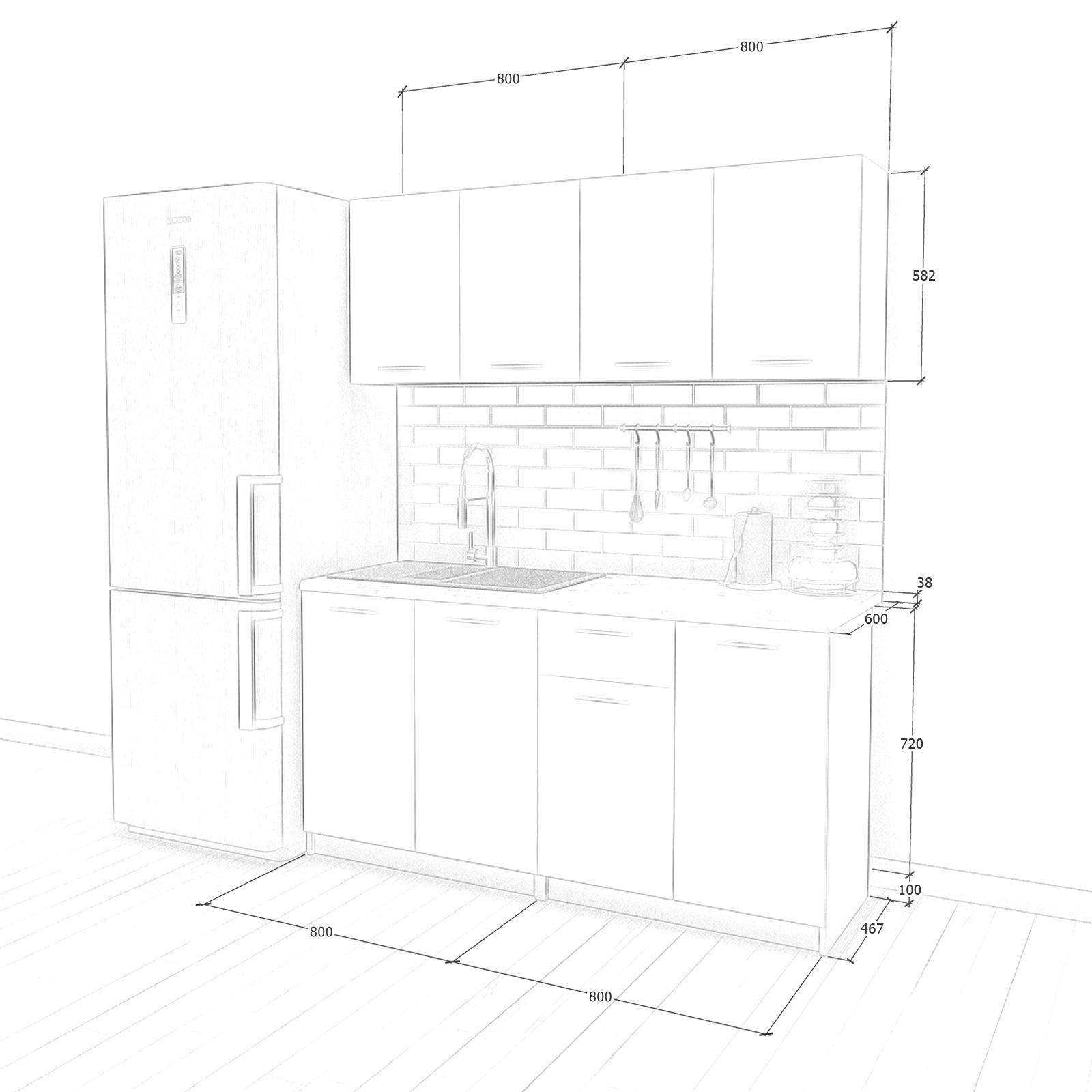 Модульная кухня Opendoors без столешницы 160 см Антрацит (МП41/5) - фото 3