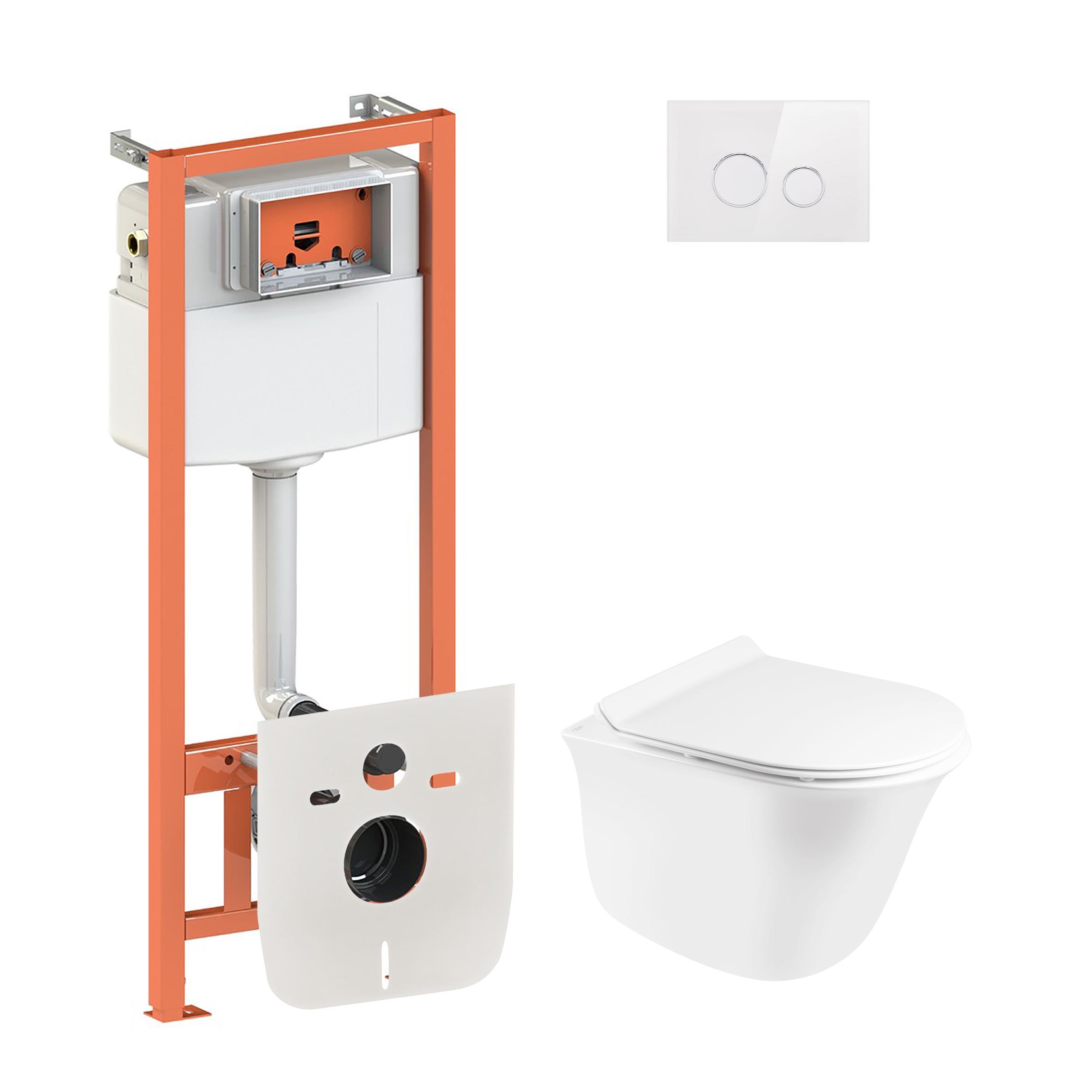 Комплект инсталляции Q-tap Nest QT1833051ERW0133M425V1164GW с унитазом кнопка Белый (120917)