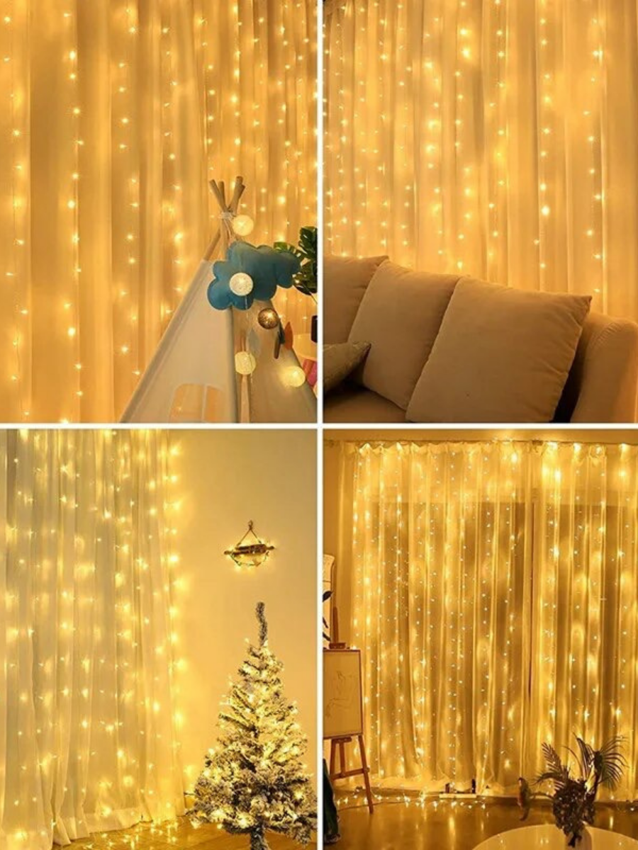 Штора-гірлянда на вікно новорічна світлодіодна Білий теплий (30307091) - фото 8 Штора-гірлянда на вікно новорічна світлодіодна Білий теплий (30307091) - фото 8