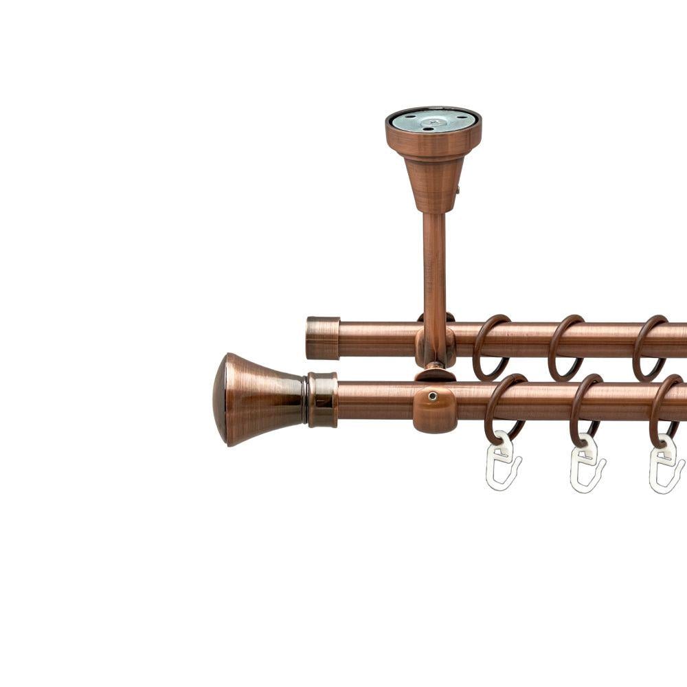 Карниз металлический Orvit Люксор двухрядный открытый к потолку/гладкая труба/кольцо металлическое Медь 16/16 мм 300 см (00-00020153)