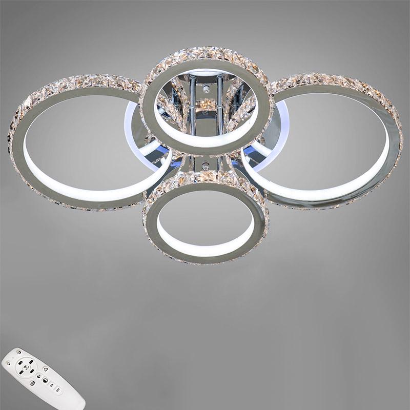 Потолочная люстра LED с диммером и подсветкой DS-18013/4HR LED 3color dimmer 150W Хром