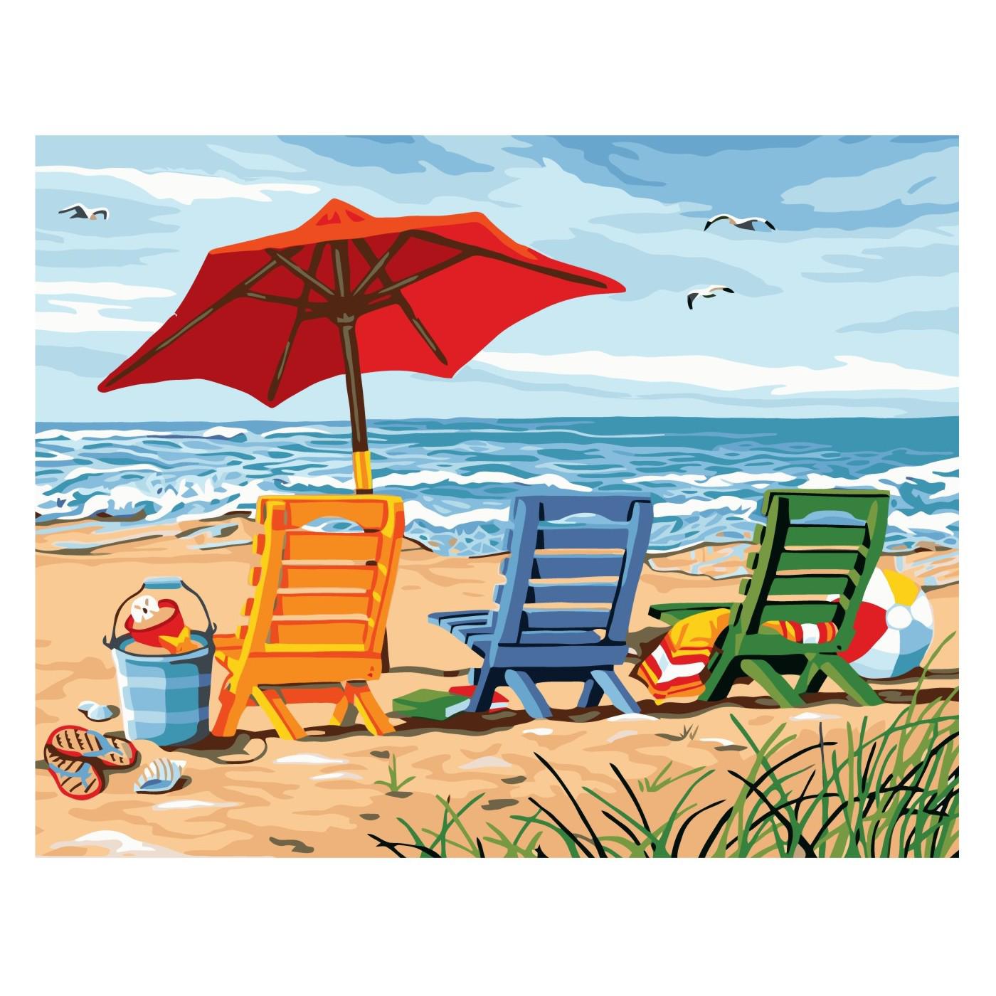 Картина за номерами Strateg Барвисті шезлонги 40x50 см (VA-2295)