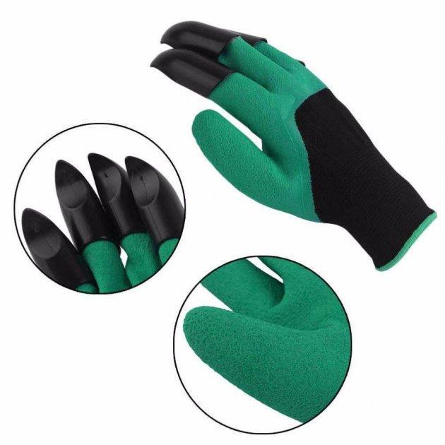 Перчатки садовые с пластиковыми когтями Garden Glove 231 Зеленый (VР-193) - фото 2