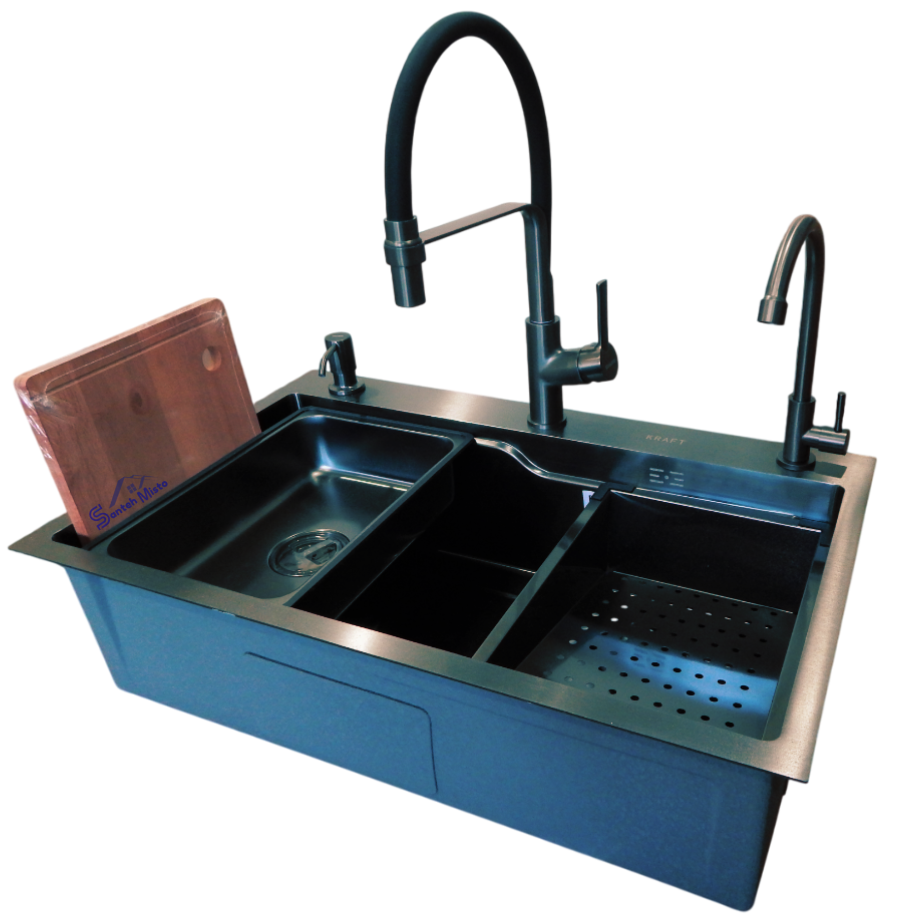 Комплект кухонной мойки Kraft HM 7546 NANO Black (37965)