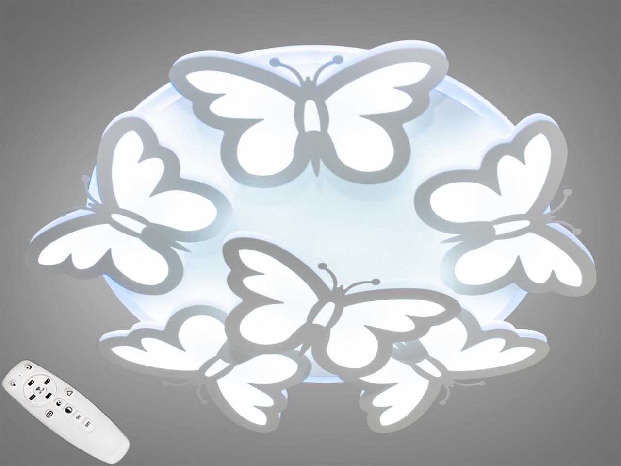 Люстра стельова LED 8067/5+1WH 3col dim EcoLed з димером та підсвічуванням дитяча 105W