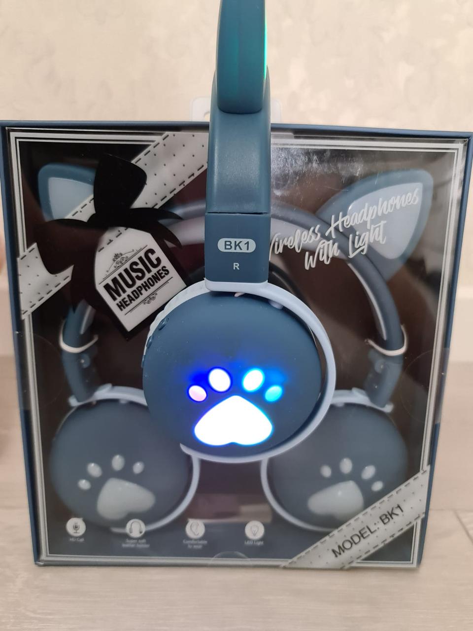 Наушники беспроводные детские CAT ВК-1 LED Синий (26389246) - фото 8 Наушники беспроводные детские CAT ВК-1 LED Синий (26389246) - фото 8