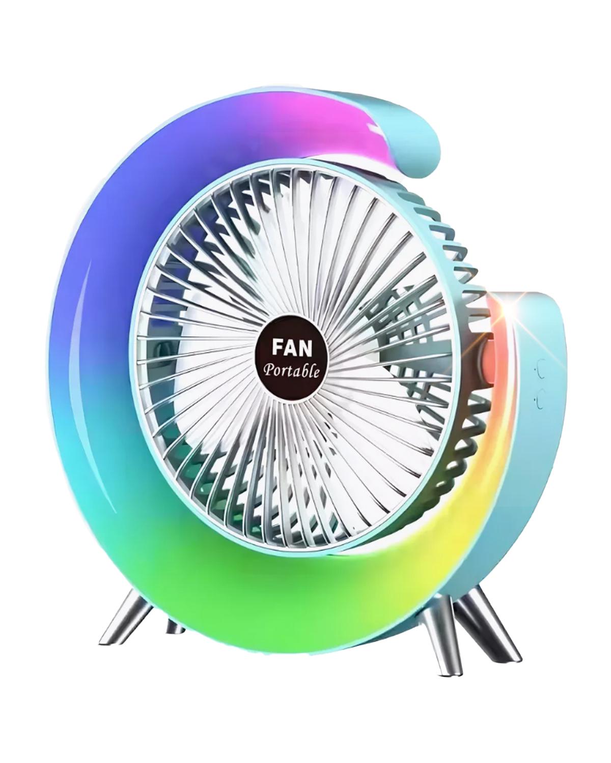 Вентилятор настільний BRS з кольоровим RGB підсвічуванням 3 режими швидкості 180° USB Blue (500952689)