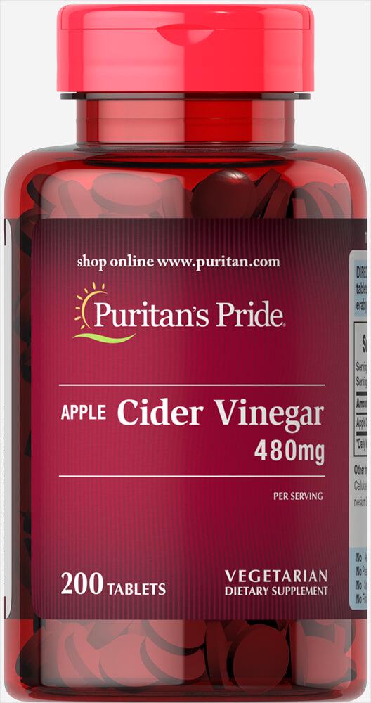 Яблучний оцет Puritan's Pride Apple Cider Vinegar 480 мг 200 Tabs