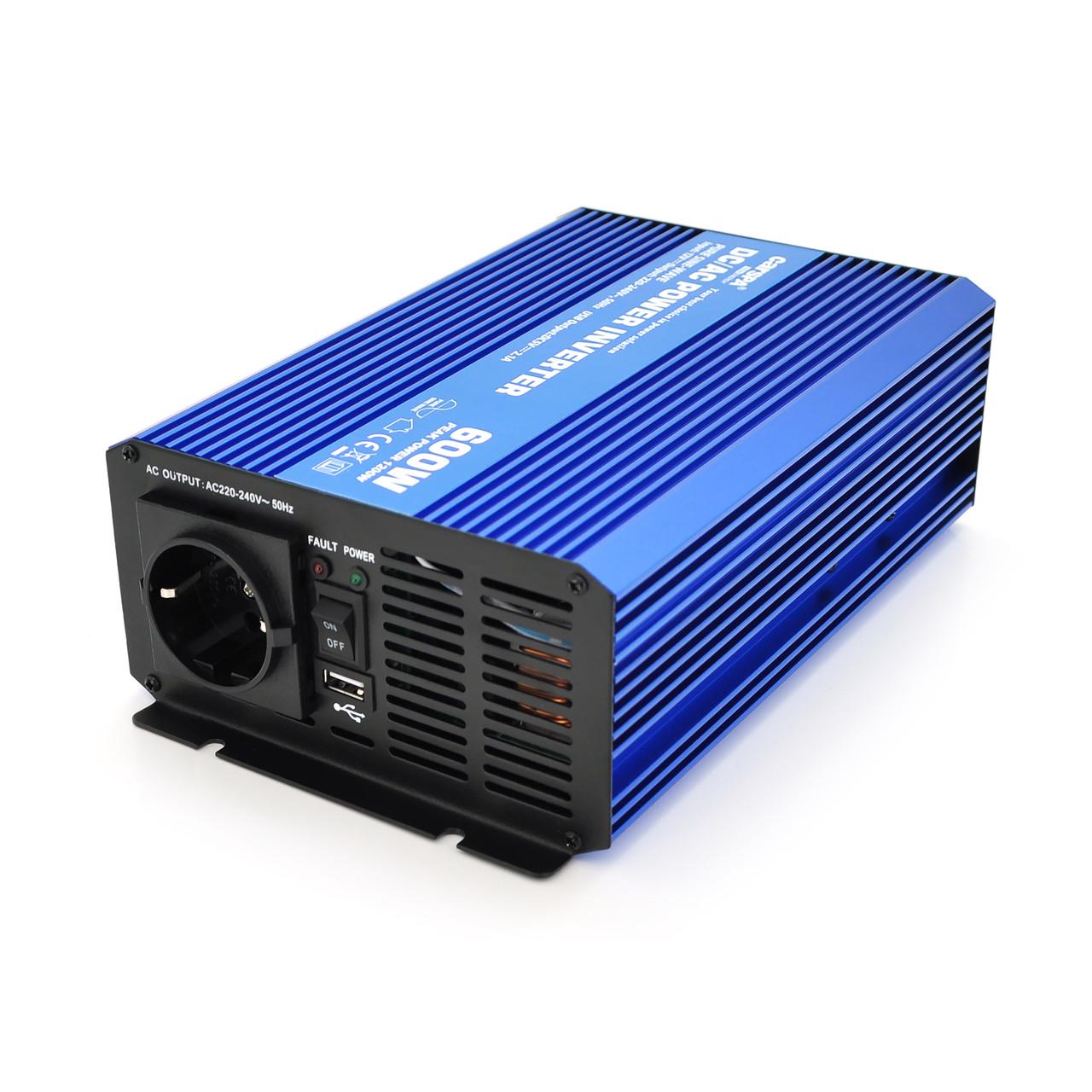 Инвертор напряжения Carspa-SINUS P600-122 600 Вт 12/220V 1xShuko клеммы крокодилы Box.Q20 (DR010612)
