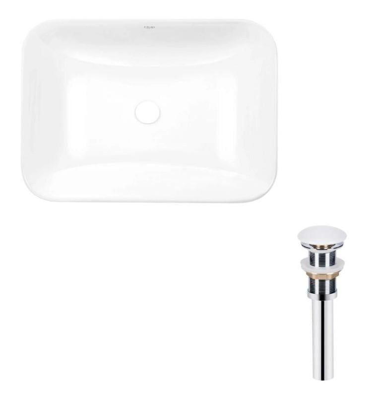 Раковина врезная прямоугольная Qtap Scorpio 615х390х150 мм с донным клапаном PU02 White (QT1411K491WN47291)