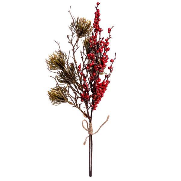 Ветка декоративная Yes! Fun хвойная с красными ягодами 50 см (974596)