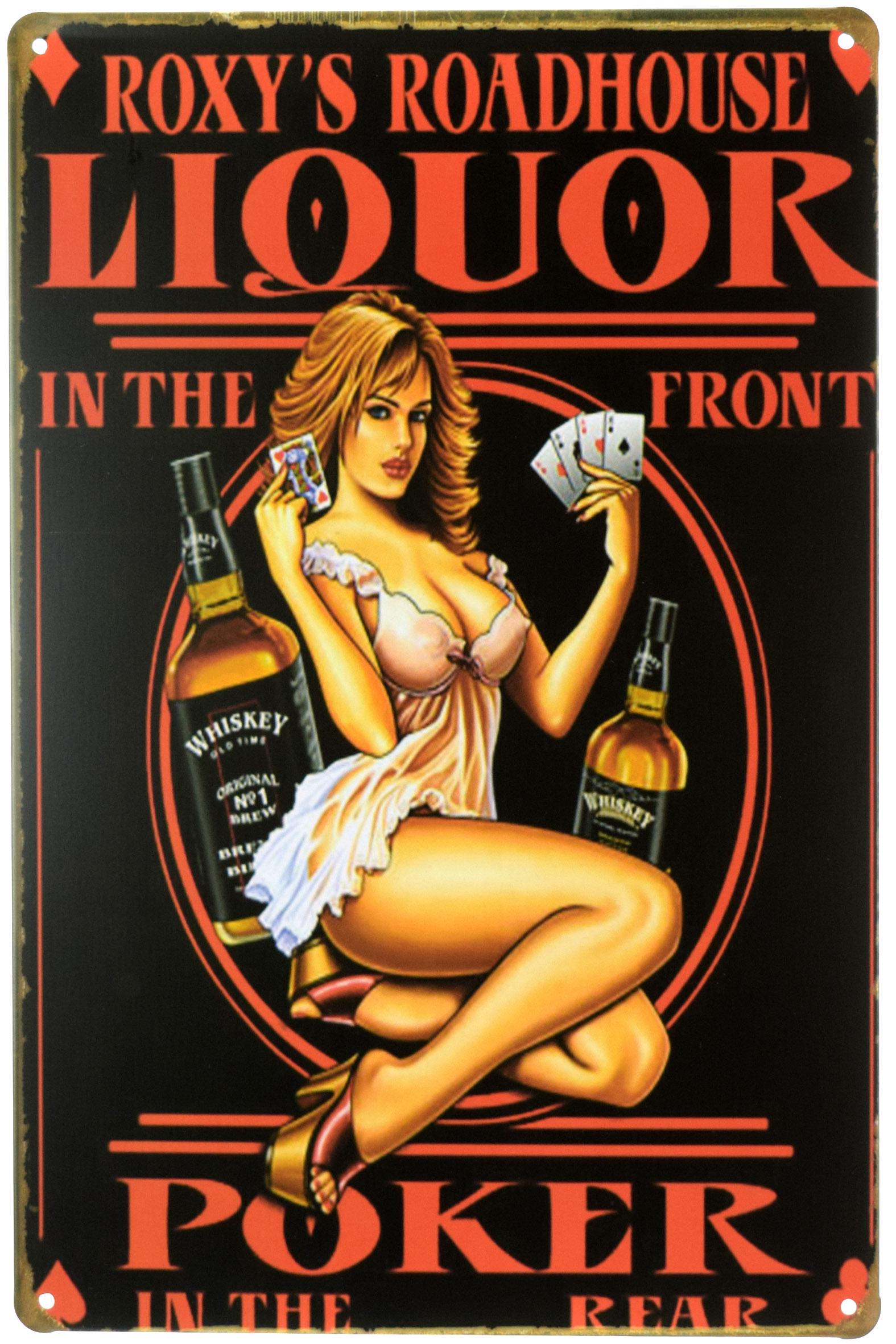Табличка металева Спочатку Випивка Потім Покер/Liquor in the Front Poker in the Rear Pin Up 20x30 см