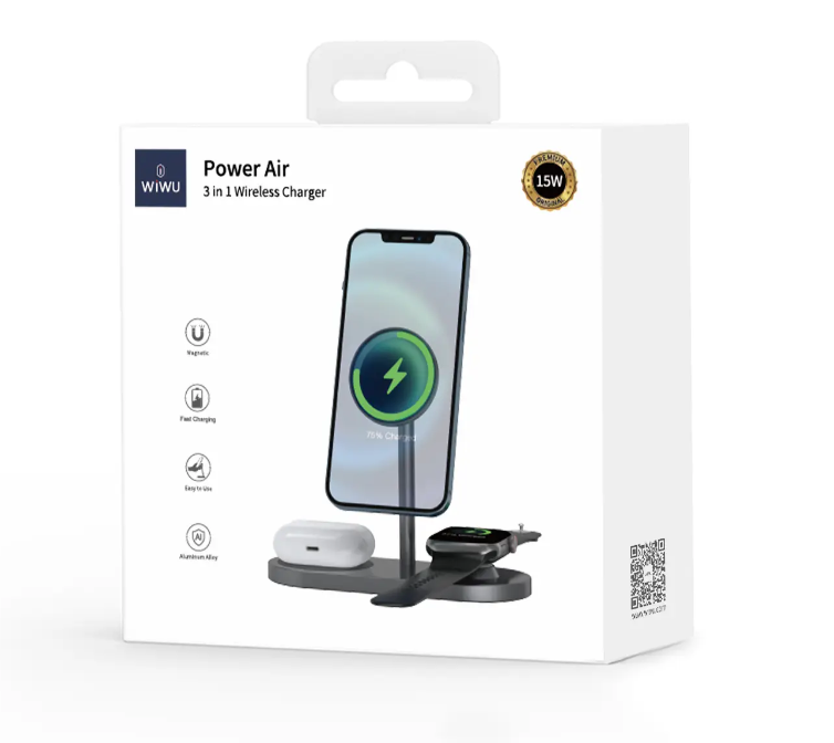 Беспроводное зарядное устройство Wiwu Power Air X23 3в1 Power Air Wireless Charger Station (68962) - фото 4 Беспроводное зарядное устройство Wiwu Power Air X23 3в1 Power Air Wireless Charger Station (68962) - фото 4