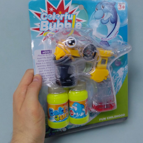 Пистолет для генерации мыльных пузырей Дельфин на батарейках с бутылочками мыльного раствора 2 шт. (28443766) - фото 3