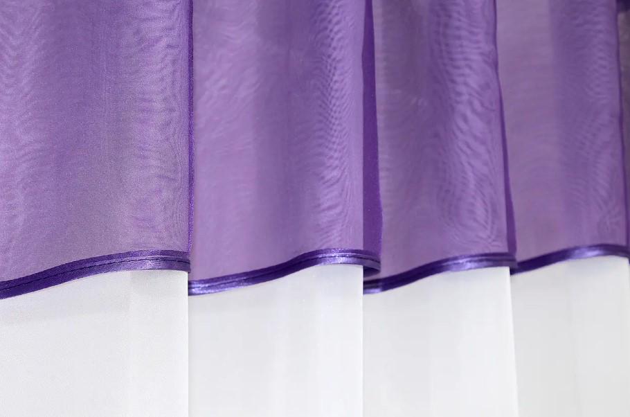 Занавеска на кухню шифон 280х170 см Фиолетовый/Белый (047к) - фото 4 Занавеска на кухню шифон 280х170 см Фиолетовый/Белый (047к) - фото 4
