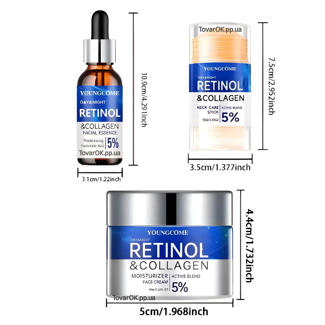 Набор сырья от морщин для лица, подбородка и шеи Крем с ретинолом, коллагеном и гиалуроновой кислотой YOUNGCOME (27976374) - фото 2 Набор сырья от морщин для лица, подбородка и шеи Крем с ретинолом, коллагеном и гиалуроновой кислотой YOUNGCOME (27976374) - фото 2