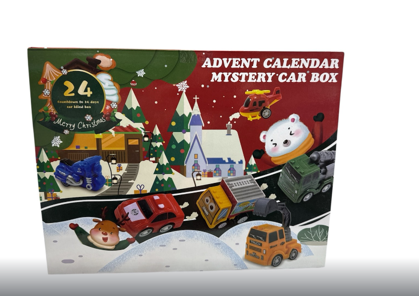 Адвент-календар 1799-1 24 віконця/машинки/дорожня розмітка/в коробці