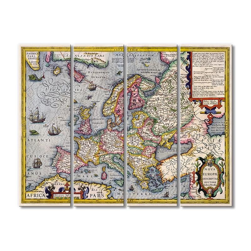 Винтажная карта Карта Европы 1596 Африка Париж 4 модуля 70x105 см