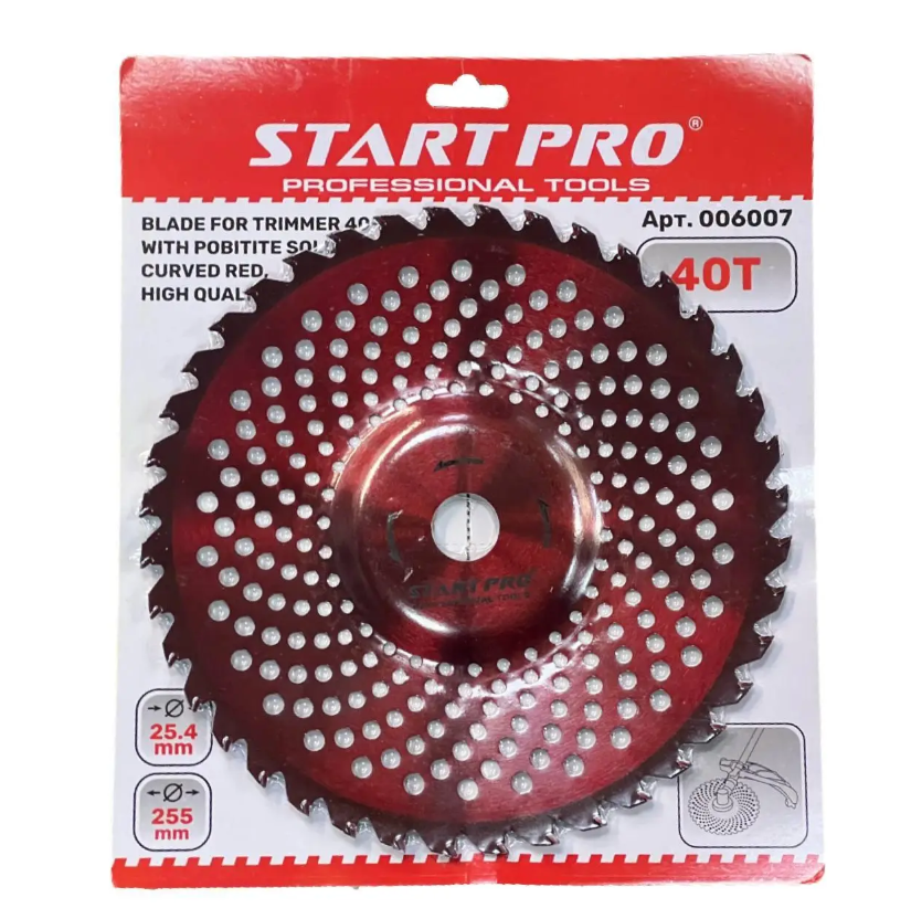 Диск для бензокосы START PRO 40-Т с победитовыми напайками изогнутый Красный - фото 1 Диск для бензокосы START PRO 40-Т с победитовыми напайками изогнутый Красный - фото 1