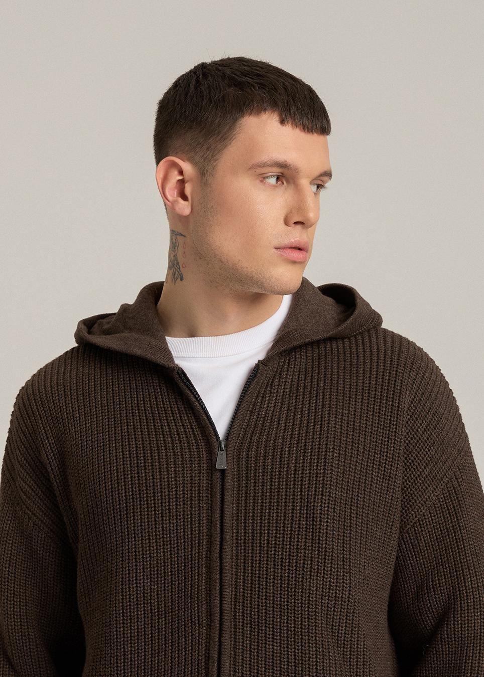 Свитер мужской Diverse CLTN AWLO с капюшоном M Коричневый меланж (5905384076083) - фото 2