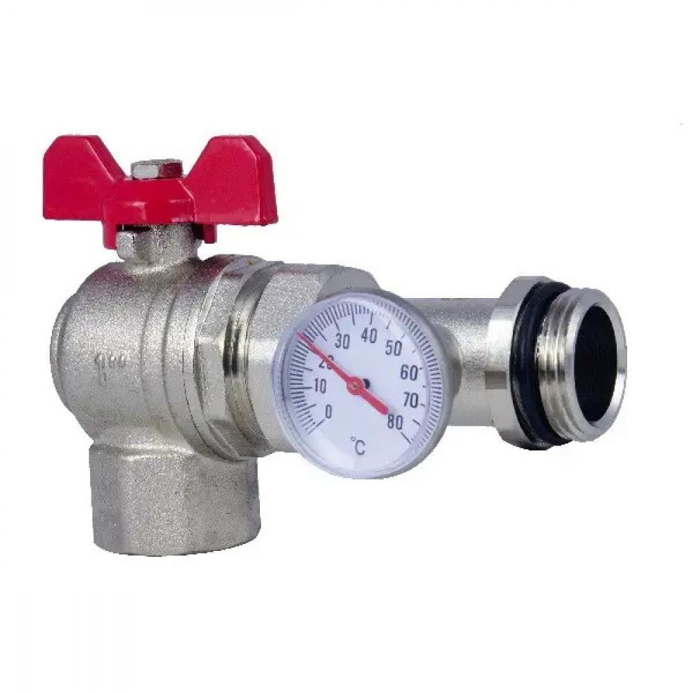Кран шаровой угловой FADO S.r.l FLOOR с термометром 1" (KU30)