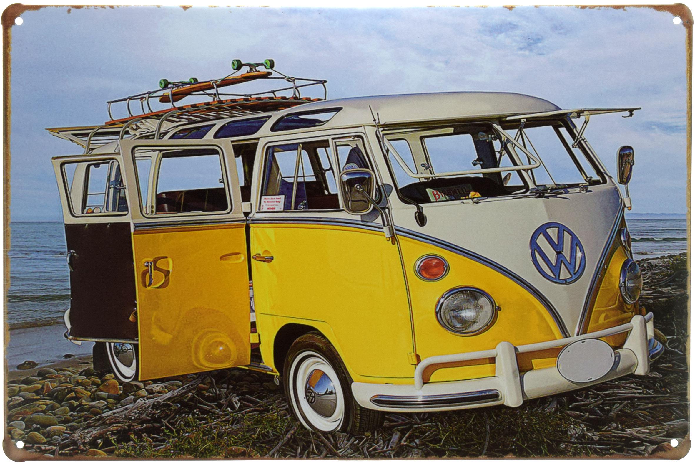 Табличка металлическая VW Transporter Yellow 20x30 см