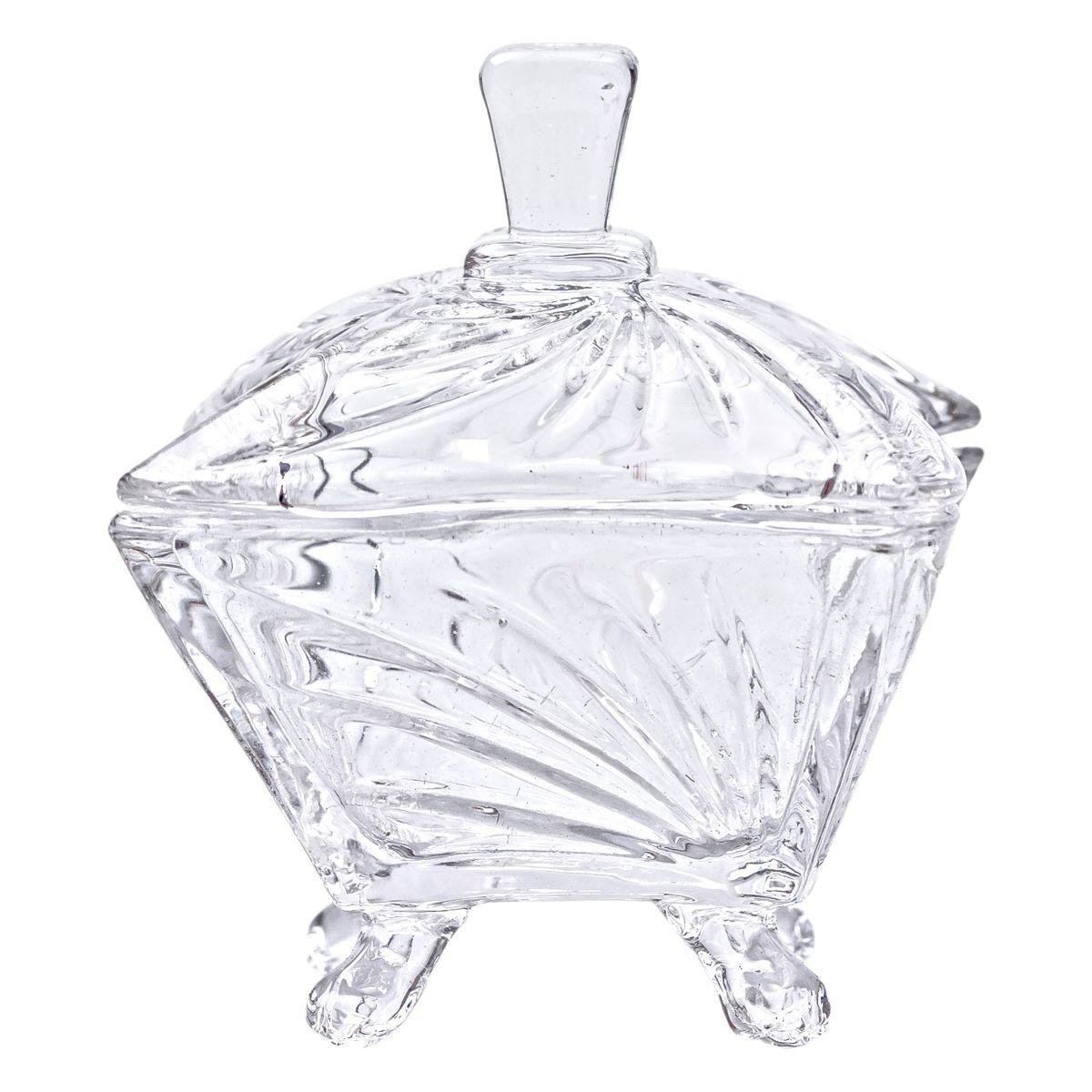 Конфетница с крышкой стеклянная 7,5х7,5х9 см - фото 2