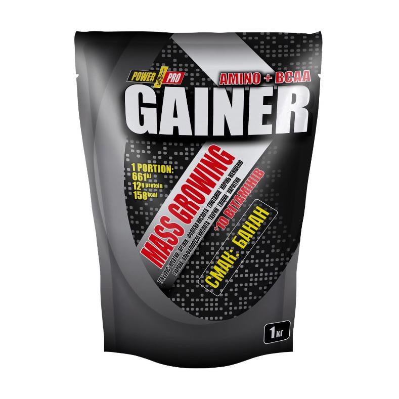 Гейнер Power Pro Mass Growing Gainer 1 кг Банан