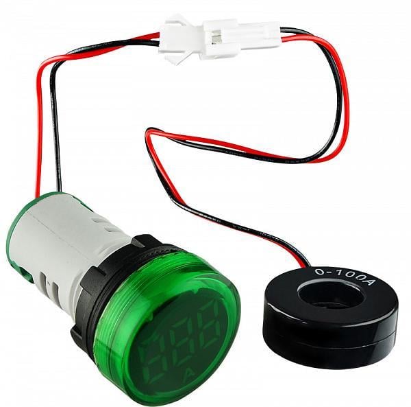 Амперметр цифровой АСКО-Укрем ED16-22AD 0-100A круглый Зеленый (A0190010028)