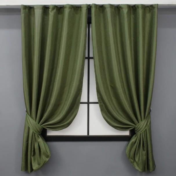 Шторы жаккард 1,3х1,7 м 2 шт. Оливковый (1437ш) - фото 1