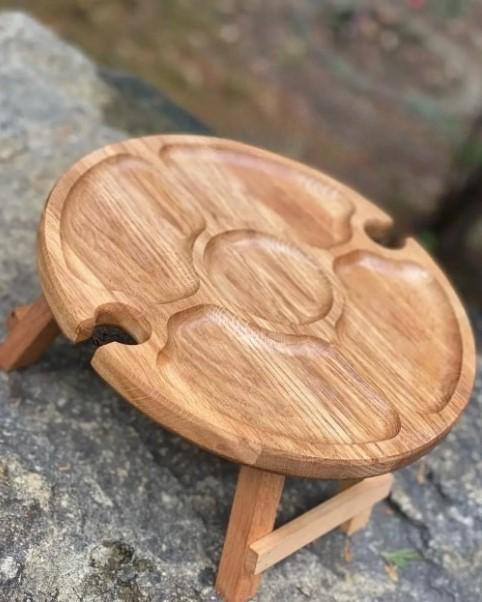 Столик винний на 2 келихи дуб 30х30х17 см (009ст) - фото 4 Столик винний на 2 келихи дуб 30х30х17 см (009ст) - фото 4