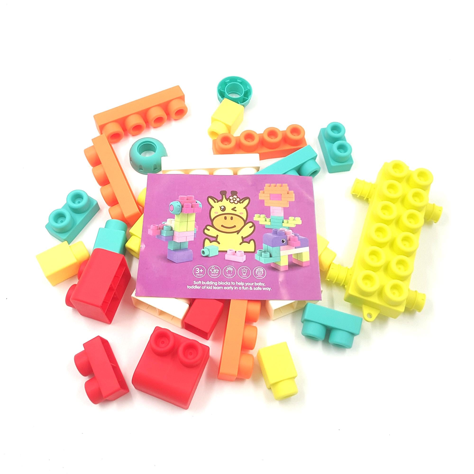 Конструктор детский JDLT Soft Rubber Bloks 62 деталей с наклейками Разноцветный (124888)