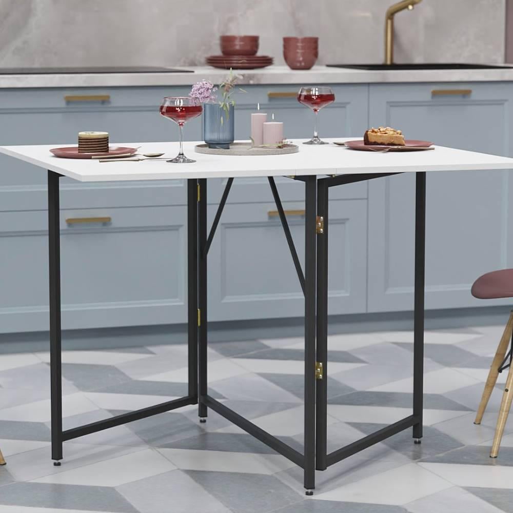 Стіл-книжка трансформер Ferrum-decor Вуді метал/ДСП 75x130x90 см Чорний/Білий (FRD-106749)