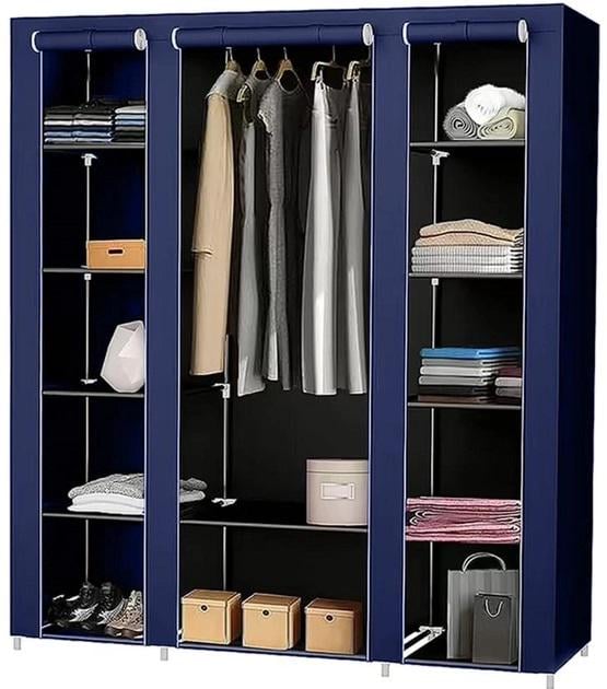 Каркасный шкаф WARDROBE 88130 тканевый складной на 3 секции 130х45х175 см Синий (WARDROBE 88130-blue) Каркасный шкаф WARDROBE 88130 тканевый складной на 3 секции 130х45х175 см Синий (WARDROBE 88130-blue)