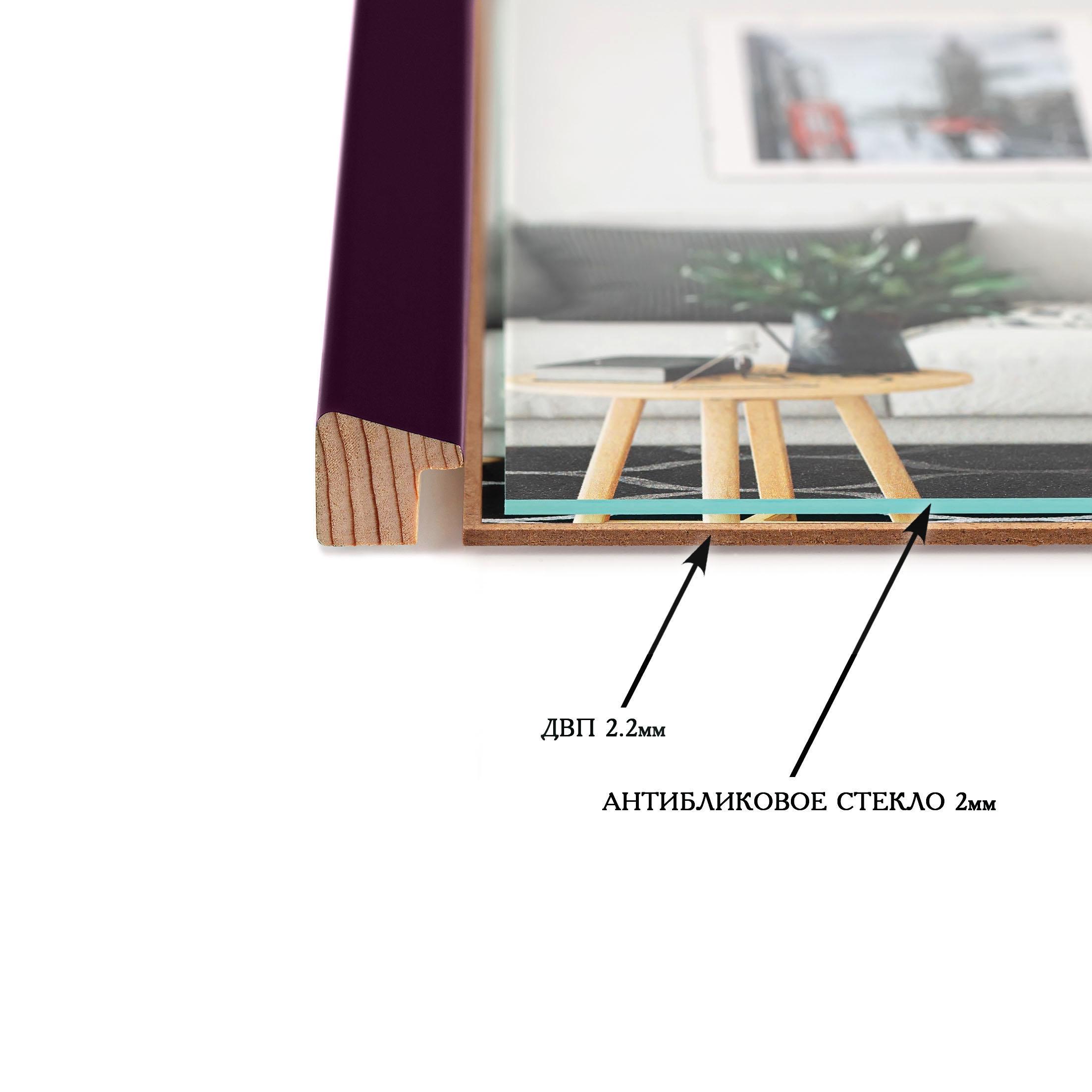 Фоторамка деревянная EmojiFrame 15х20 см AH2220-02 антибликовое стекло 2 мм Фиолетовый - фото 6