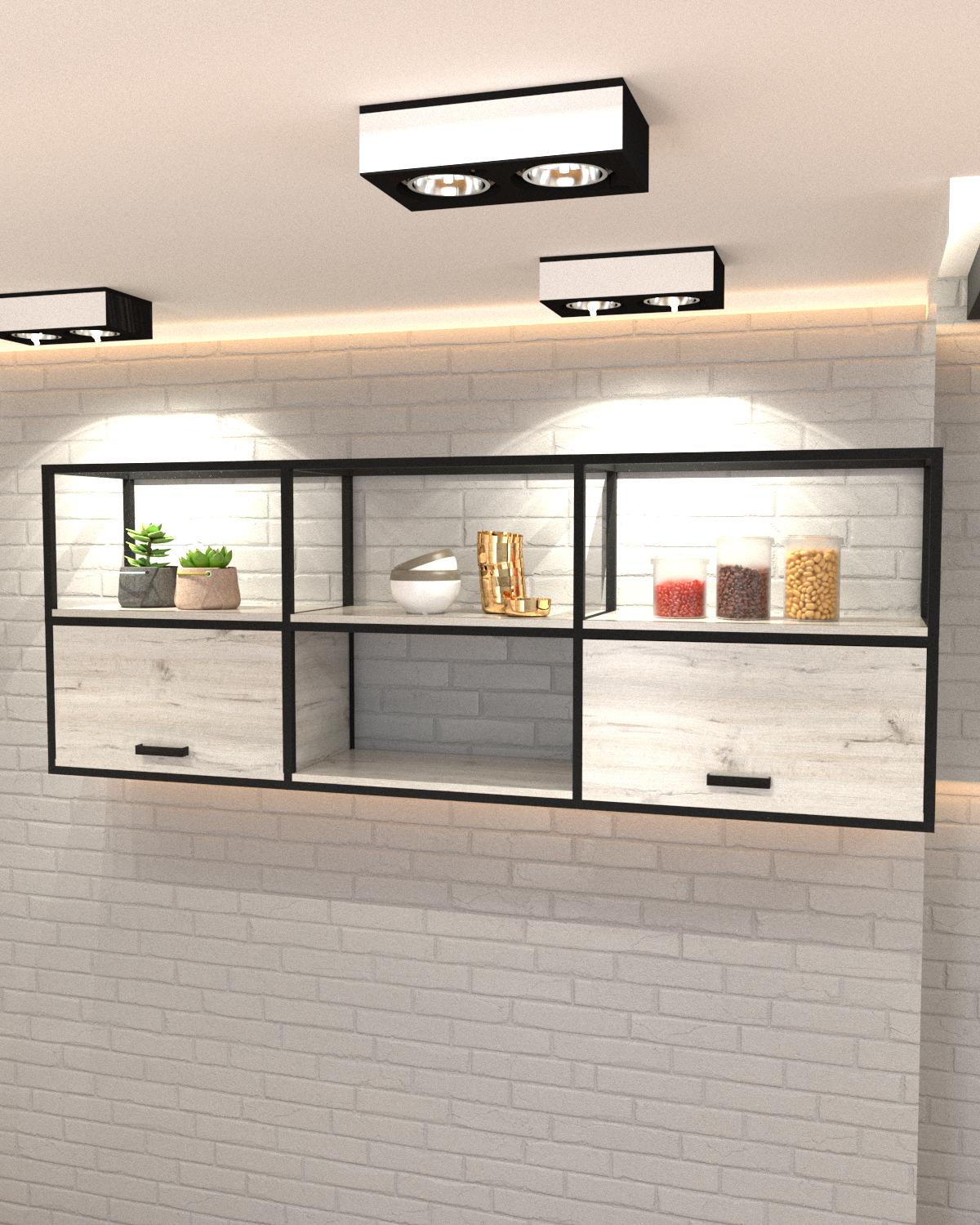 Шкаф кухонный настенный EcoLoft Тревизо DSP-1328-2 в стиле лофт Дуб Кортона (31925549)