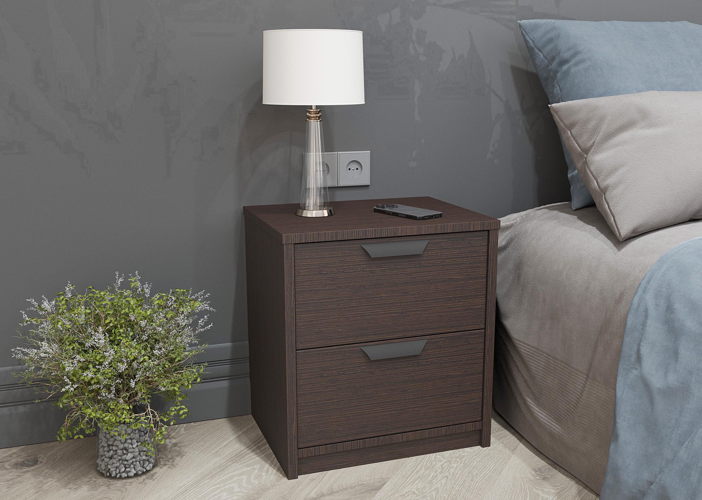 Тумба приліжкова з 2 шухлядами 49х45х35 см Венге магія - фото 1 Тумба приліжкова з 2 шухлядами 49х45х35 см Венге магія - фото 1