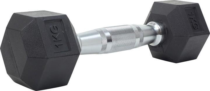 Гантель шестигранный резиновый TECOFIT 1 кг Черно-серый (TOP20056112)