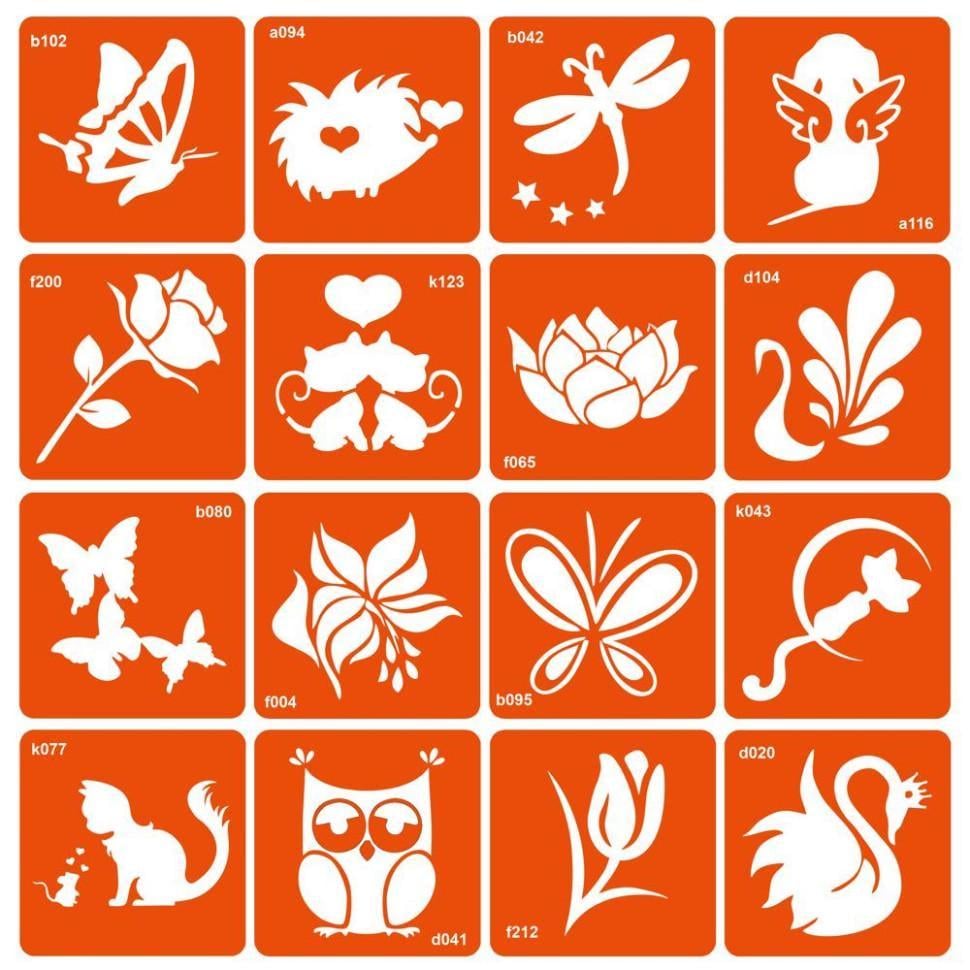 Набір трафаретів для біо-тату №2 Мікс для дівчинки (mix_for_girls_simple_2-16) Набір трафаретів для біо-тату №2 Мікс для дівчинки (mix_for_girls_simple_2-16)