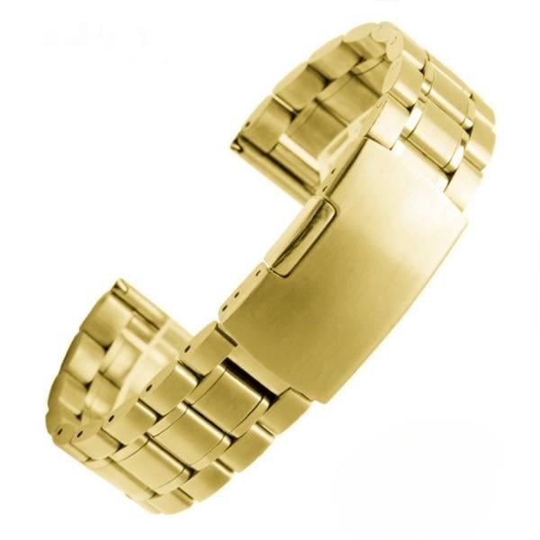 Ремінець браслет для годинника PREMIUM універсальний з боковою застібкою сталевий 22 мм Золотий