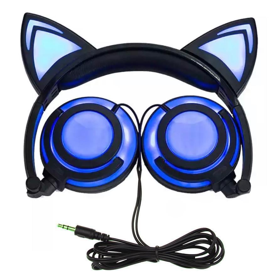 Наушники с кошачьими ушками BL108 с подсветкой Blue