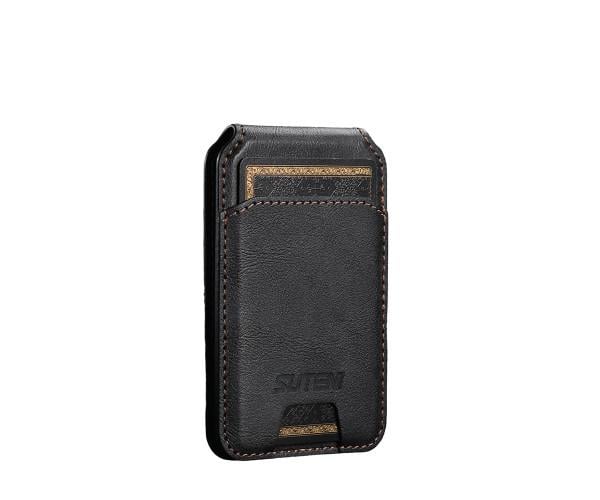 Кошелек-визитница кожаный SUTENI с поддержкой MagSafe Black