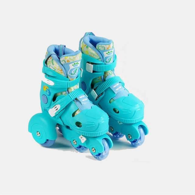 Коньки роликовые с защитой Best Roller PU колеса со светом р. 26-29 Blue (141099)