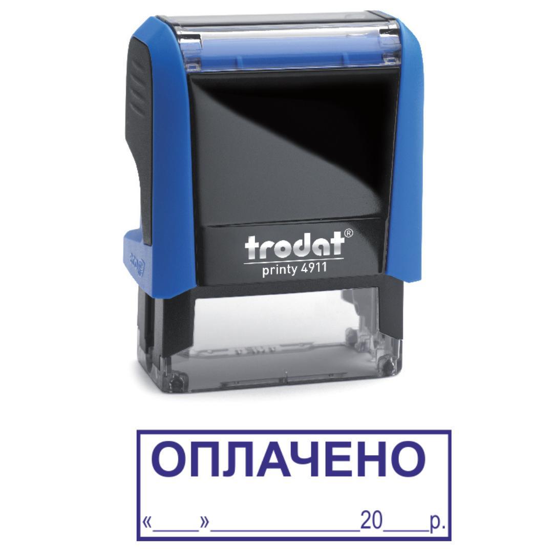 Штамп "ОПЛАЧЕНО з місцем для дати" на автоматическом оснащении Trodat 4911 38х14 мм Синий (2701972824)