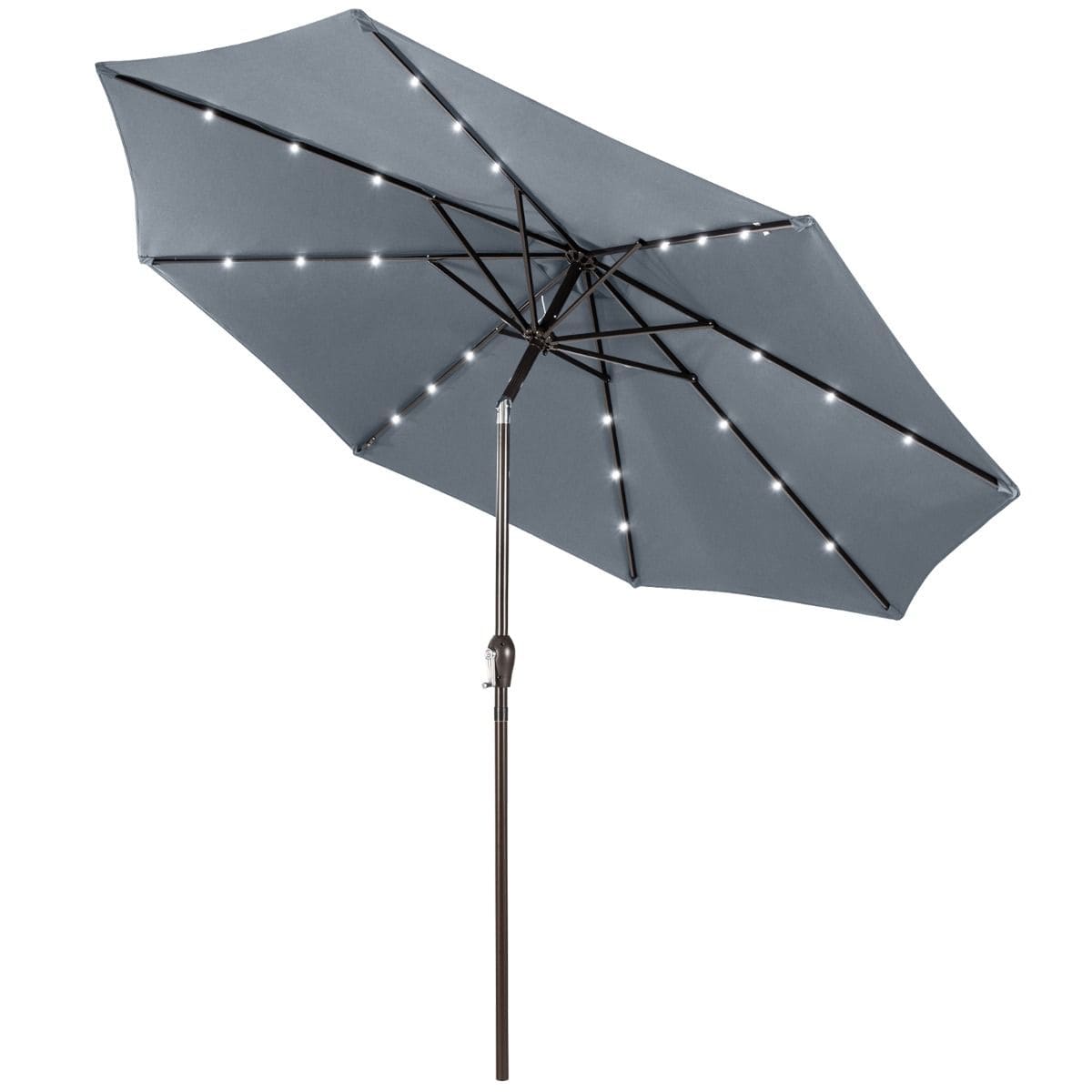 Садовый зонтик Costway с LED-подсветкой Ø 300 см высота 253 см Темно-серый (COSTWAY-00326)