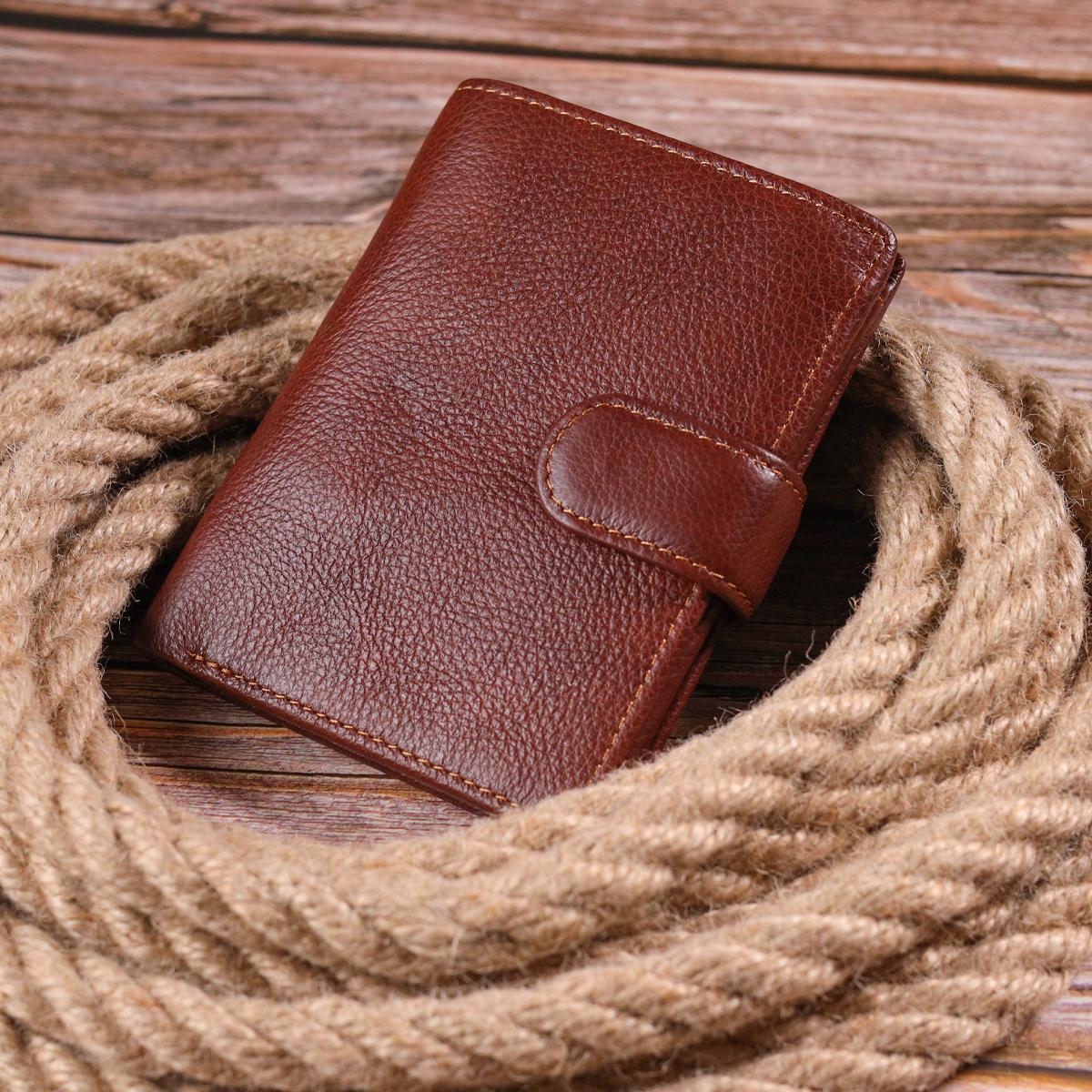 Портмоне вертикальное мужское Vintage Men Wallet 21399 из натуральной кожи Коричневый - фото 7